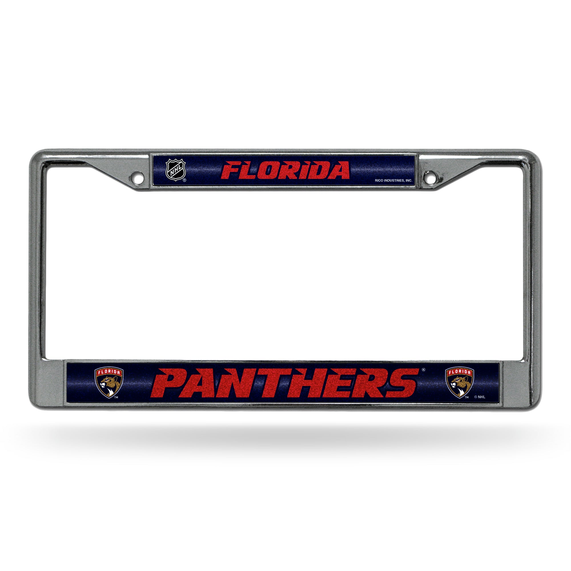 NHL Hockey Florida Panthers Classic 12" x 6" Silver Bling Chrome Car/Truck/SUV Auto Accessory