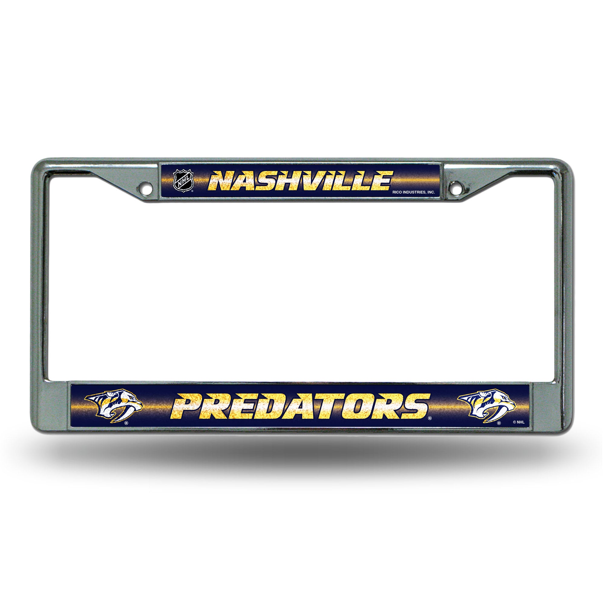 NHL Hockey Nashville Predators Classic 12" x 6" Silver Bling Chrome Car/Truck/SUV Auto Accessory
