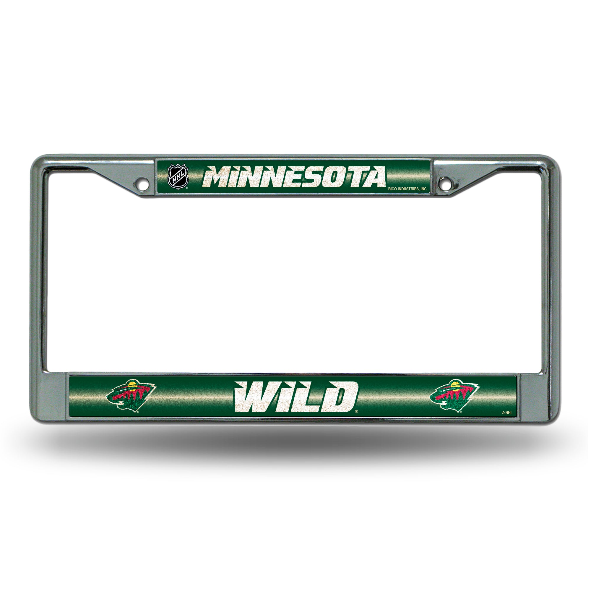 NHL Hockey Minnesota Wild Classic 12" x 6" Silver Bling Chrome Car/Truck/SUV Auto Accessory