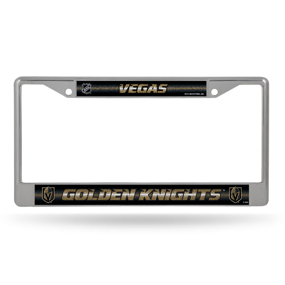 NHL Hockey Vegas Golden Knights Classic 12" x 6" Silver Bling Chrome Car/Truck/SUV Auto Accessory