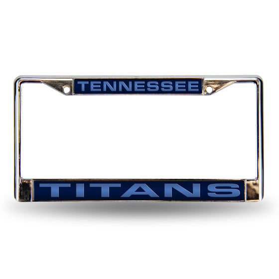 NFL Football Tennessee Titans Blue 12" x 6" Laser Cut Chrome Frame - Car/Truck/SUV Automobile Accessory