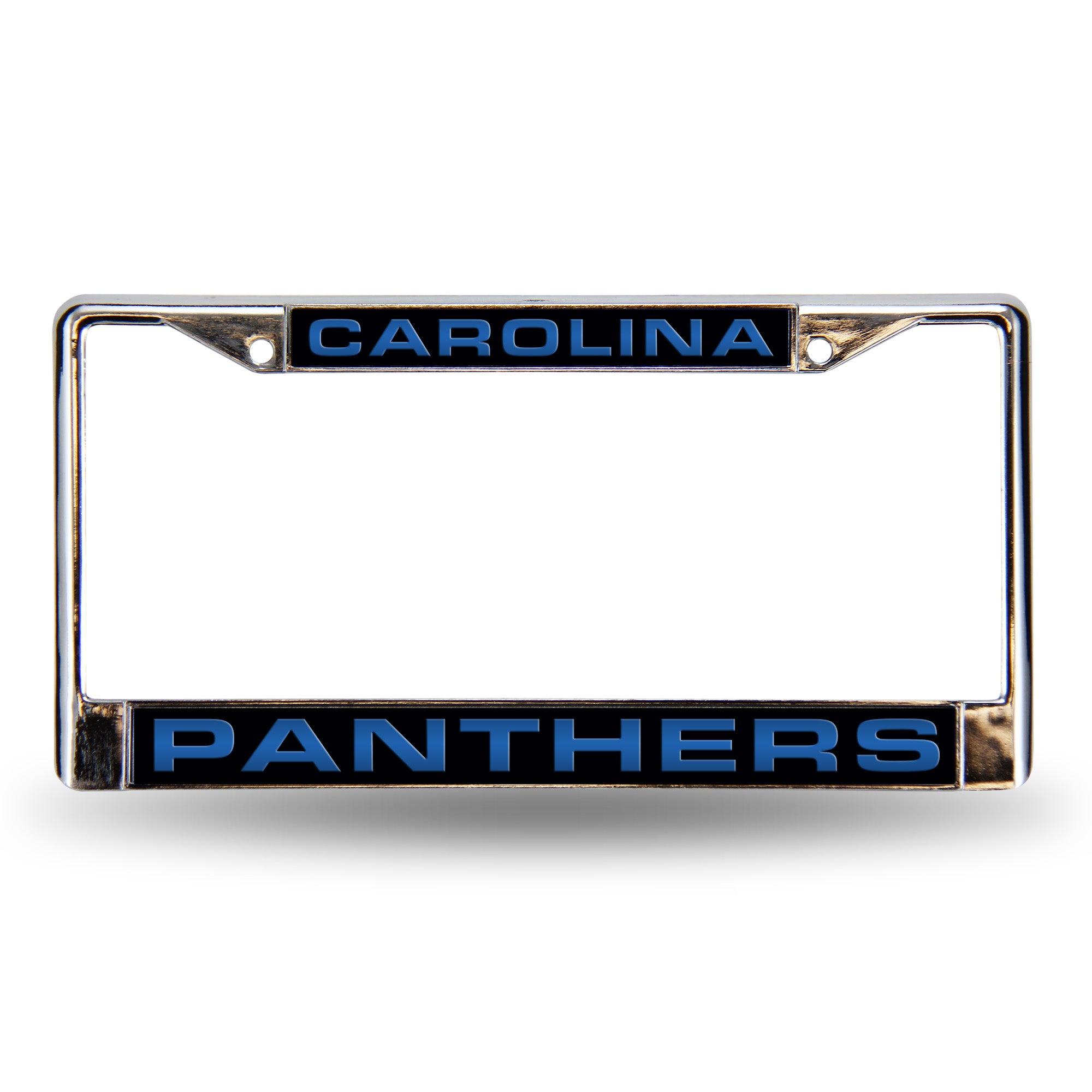 NFL Football Carolina Panthers Black 12" x 6" Laser Cut Chrome Frame - Car/Truck/SUV Automobile Accessory