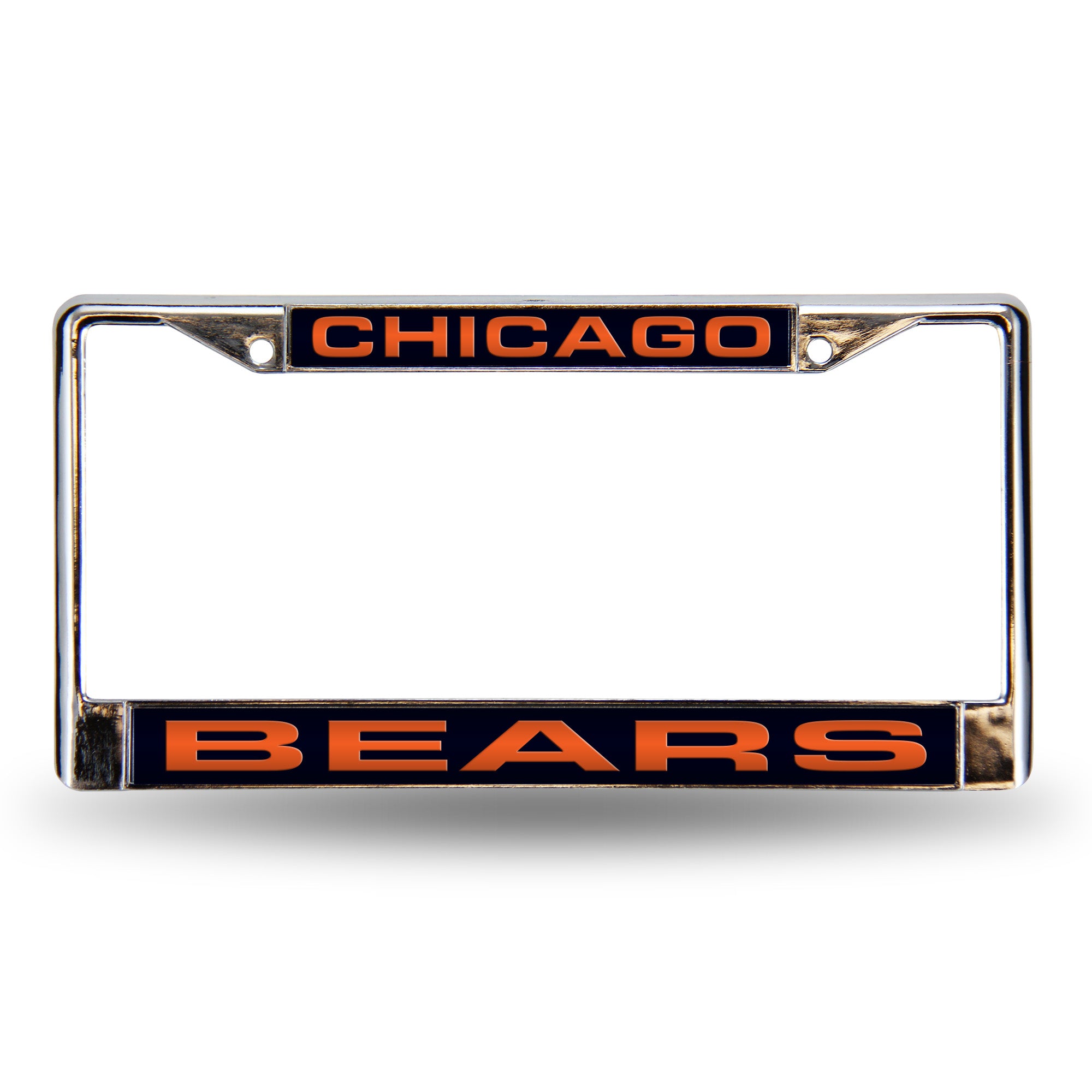 NFL Football Chicago Bears Blue 12" x 6" Laser Cut Chrome Frame - Car/Truck/SUV Automobile Accessory