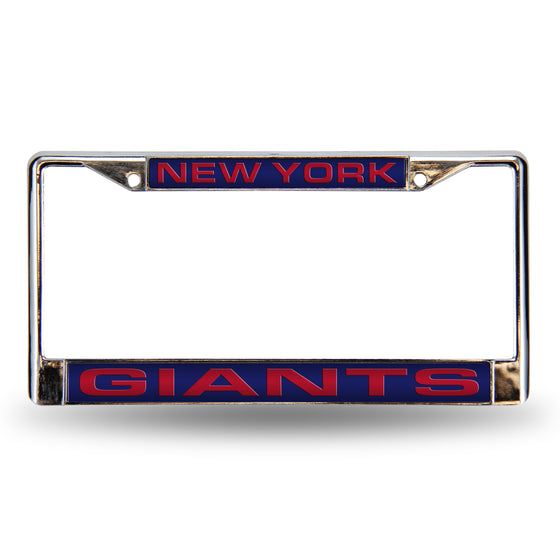 NFL Football New York Giants Blue 12" x 6" Laser Cut Chrome Frame - Car/Truck/SUV Automobile Accessory
