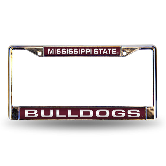 NCAA  Mississippi State Bulldogs Red 12" x 6" Laser Cut Chrome Frame - Car/Truck/SUV Automobile Accessory