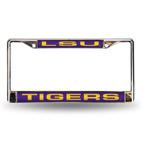 NCAA  LSU Tigers Purple 12" x 6" Laser Cut Chrome Frame - Car/Truck/SUV Automobile Accessory