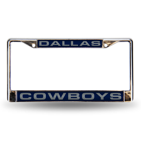 NFL Football Dallas Cowboys Blue 12" x 6" Laser Cut Chrome Frame - Car/Truck/SUV Automobile Accessory