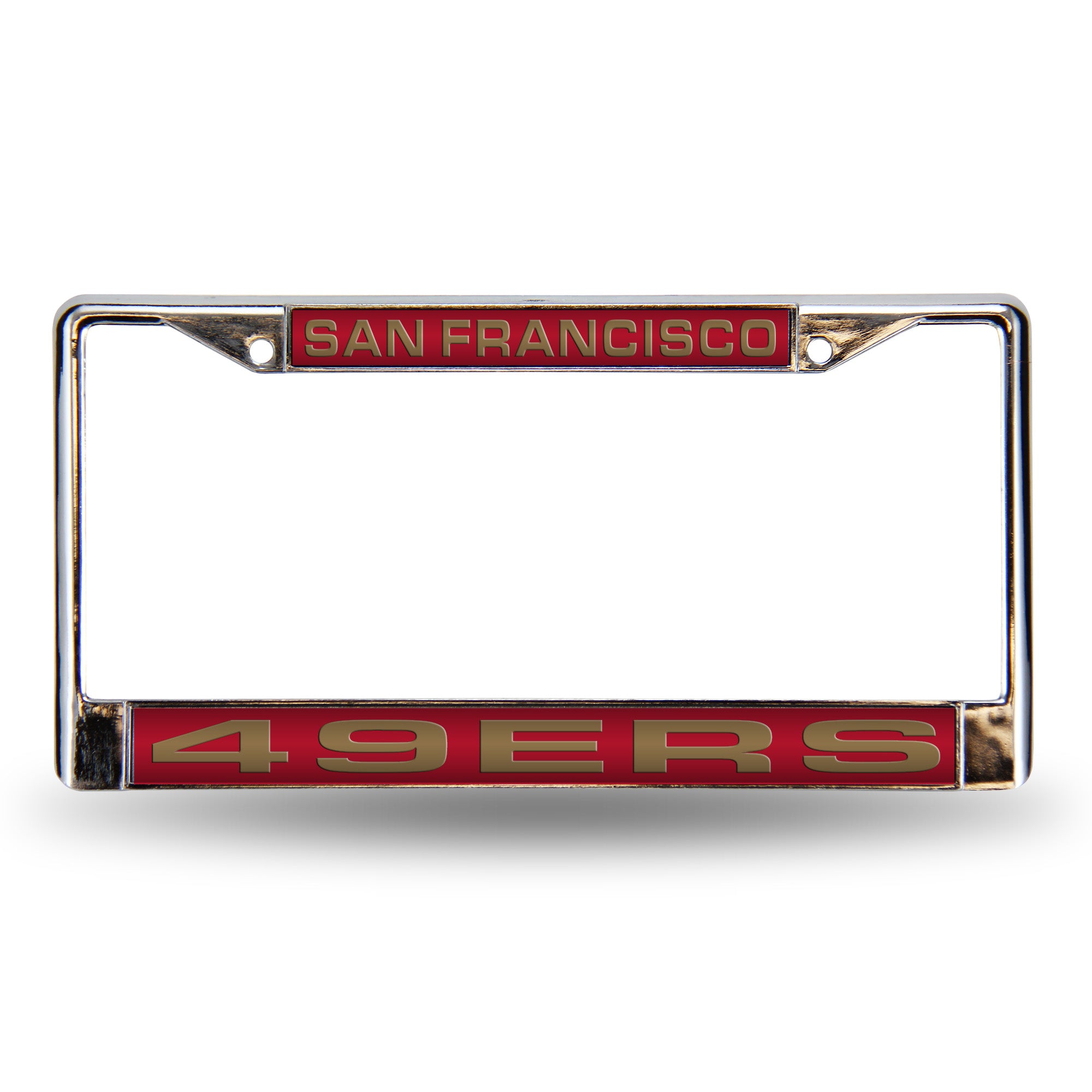 NFL Football San Francisco 49ers Red 12" x 6" Laser Cut Chrome Frame - Car/Truck/SUV Automobile Accessory