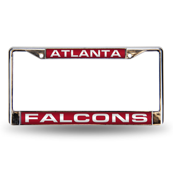 NFL Football Atlanta Falcons Red 12" x 6" Laser Cut Chrome Frame - Car/Truck/SUV Automobile Accessory