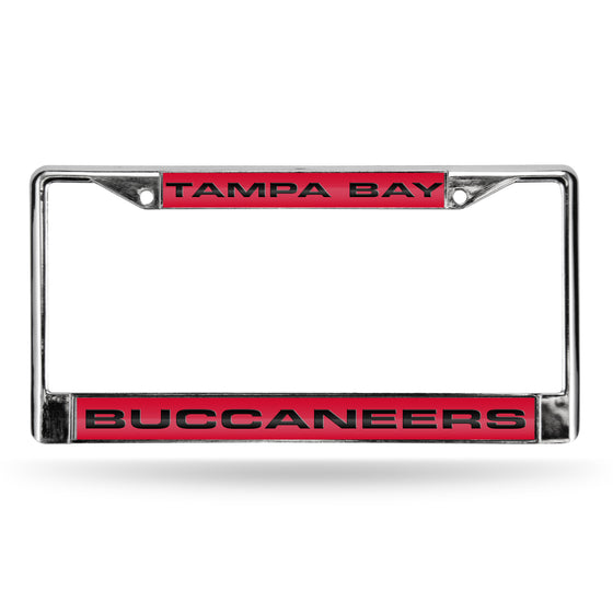 NFL Football Tampa Bay Buccaneers Standard 12" x 6" Laser Cut Chrome Frame - Car/Truck/SUV Automobile Accessory