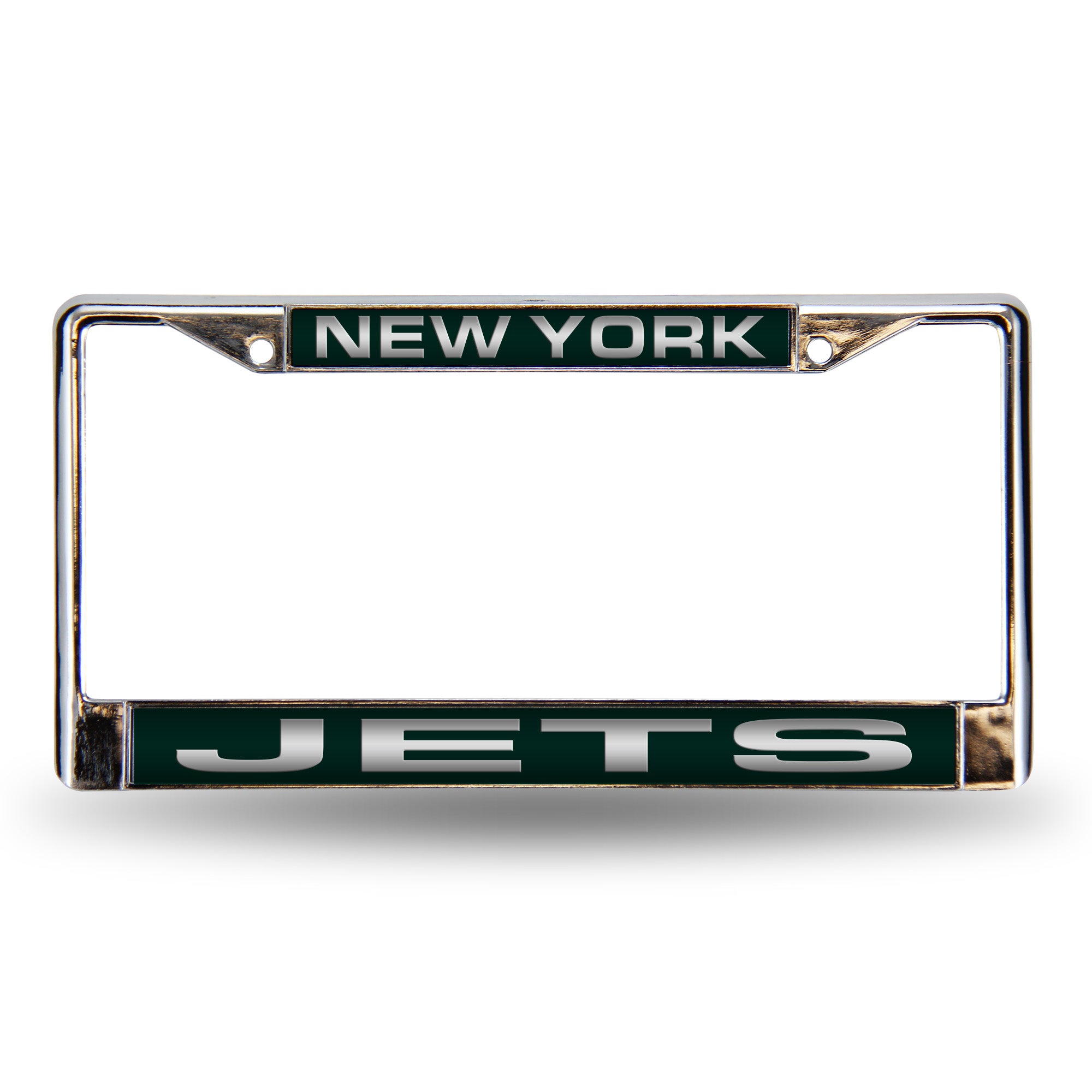 NFL Football New York Jets Green 12" x 6" Laser Cut Chrome Frame - Car/Truck/SUV Automobile Accessory