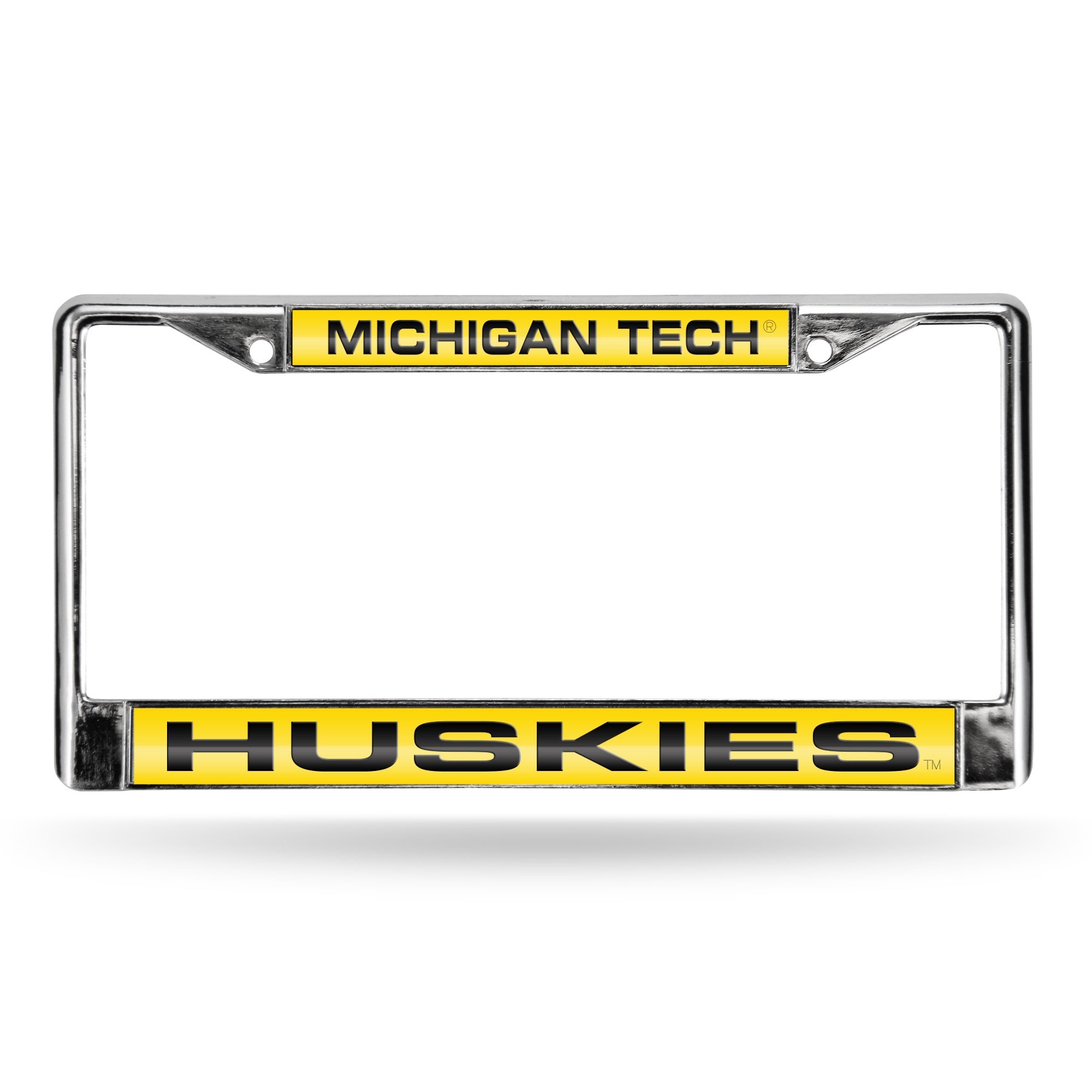 NCAA  Michigan Tech Huskies Standard 12" x 6" Laser Cut Chrome Frame - Car/Truck/SUV Automobile Accessory