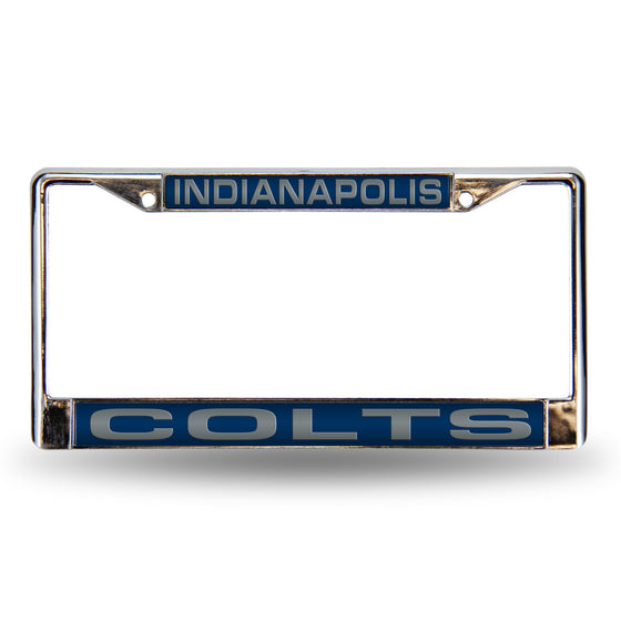 NFL Football Indianapolis Colts Blue 12" x 6" Laser Cut Chrome Frame - Car/Truck/SUV Automobile Accessory