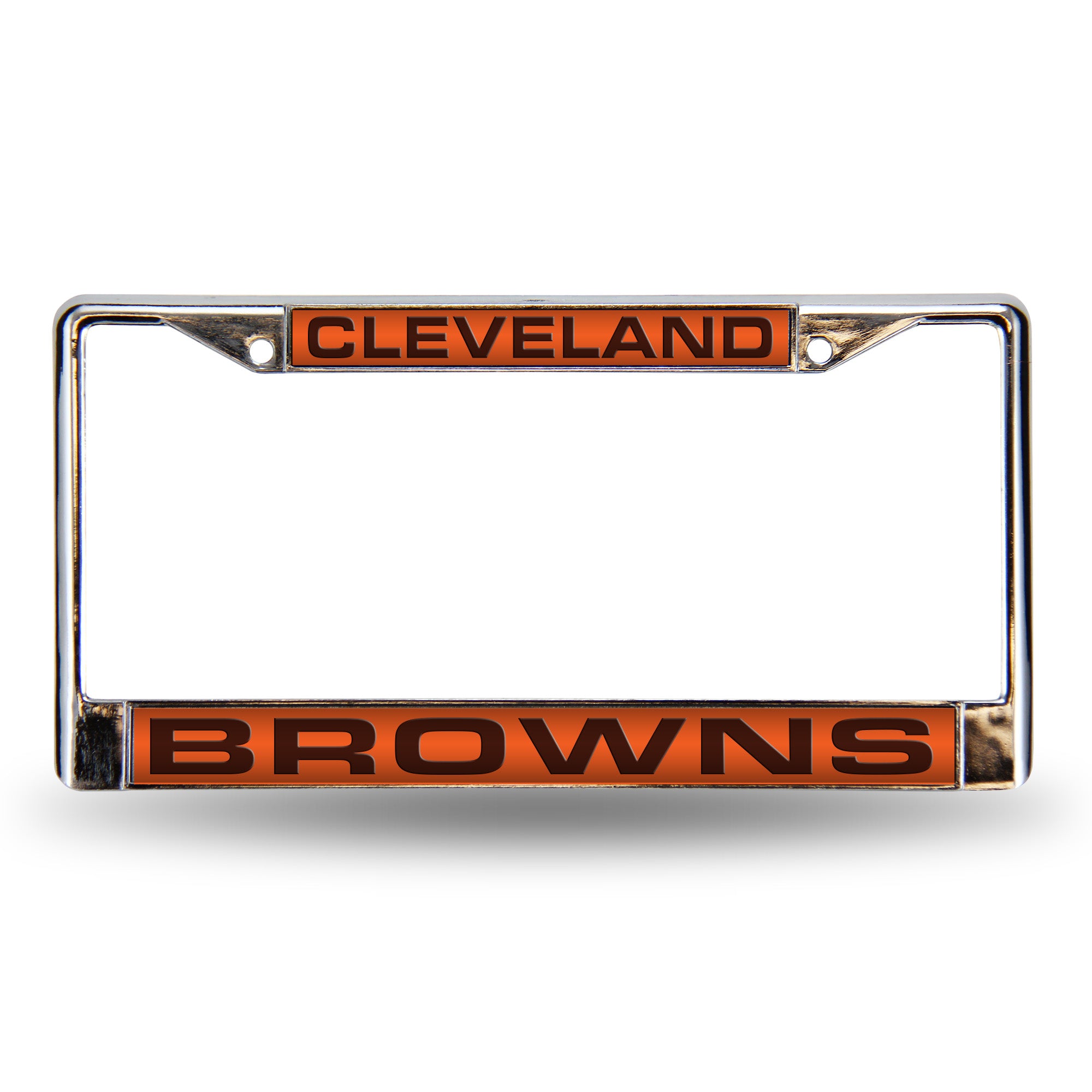 NFL Football Cleveland Browns Orange 12" x 6" Laser Cut Chrome Frame - Car/Truck/SUV Automobile Accessory