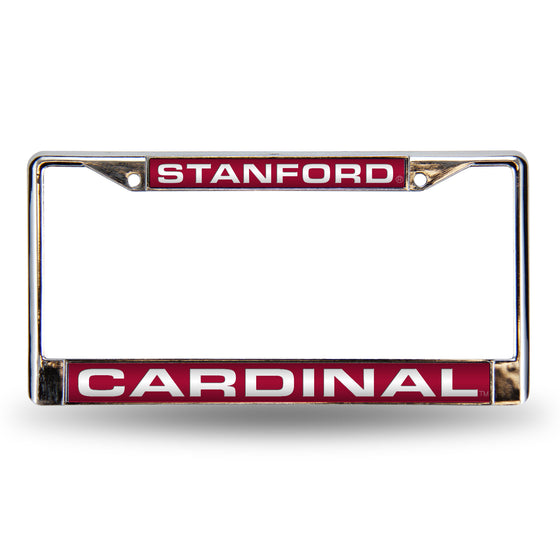 NCAA  Stanford Cardinal Standard 12" x 6" Laser Cut Chrome Frame - Car/Truck/SUV Automobile Accessory