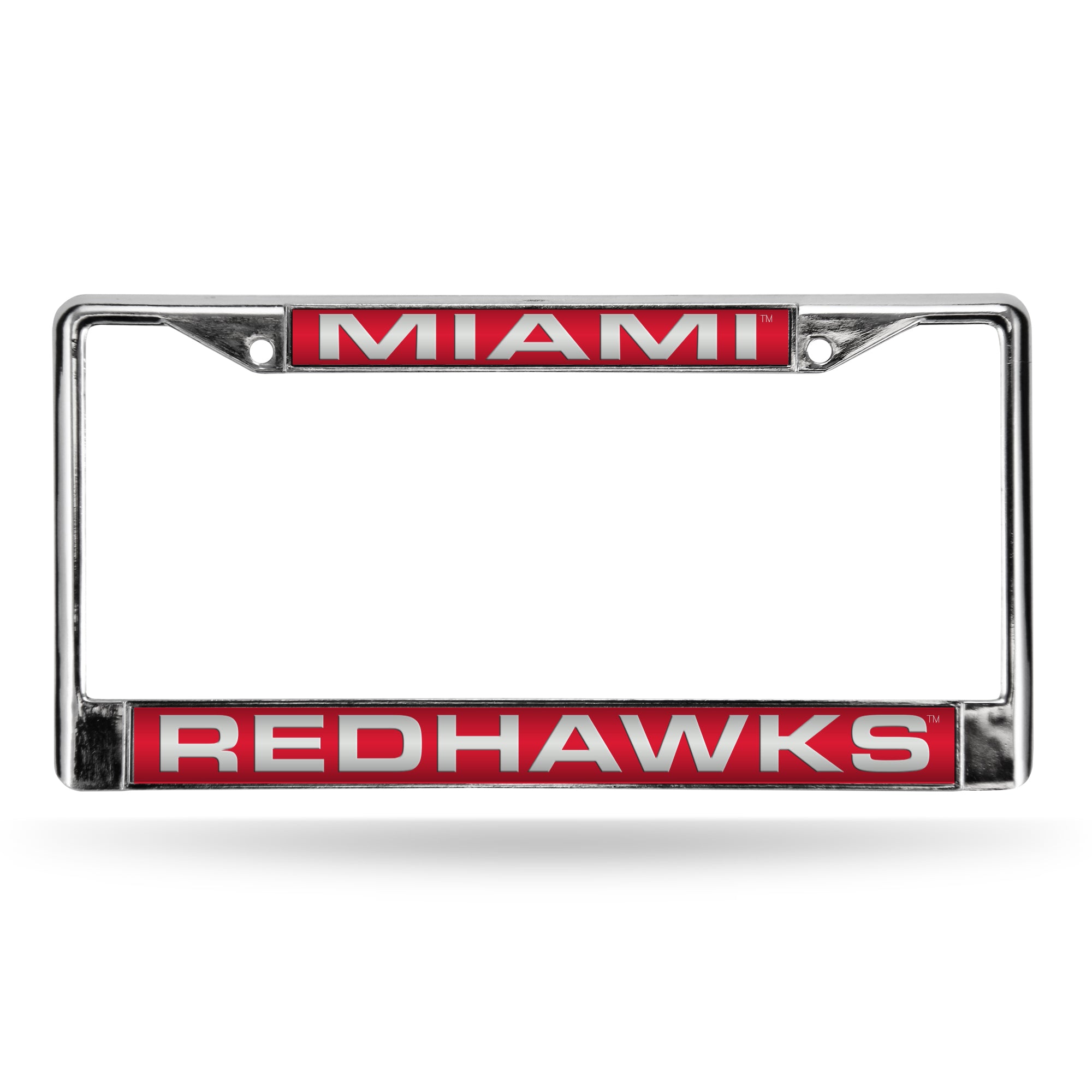 NCAA  Miami of Ohio Redhawks Standard 12" x 6" Laser Cut Chrome Frame - Car/Truck/SUV Automobile Accessory