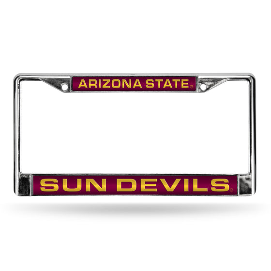 NCAA  Arizona State Sun Devils Red 12" x 6" Laser Cut Chrome Frame - Car/Truck/SUV Automobile Accessory
