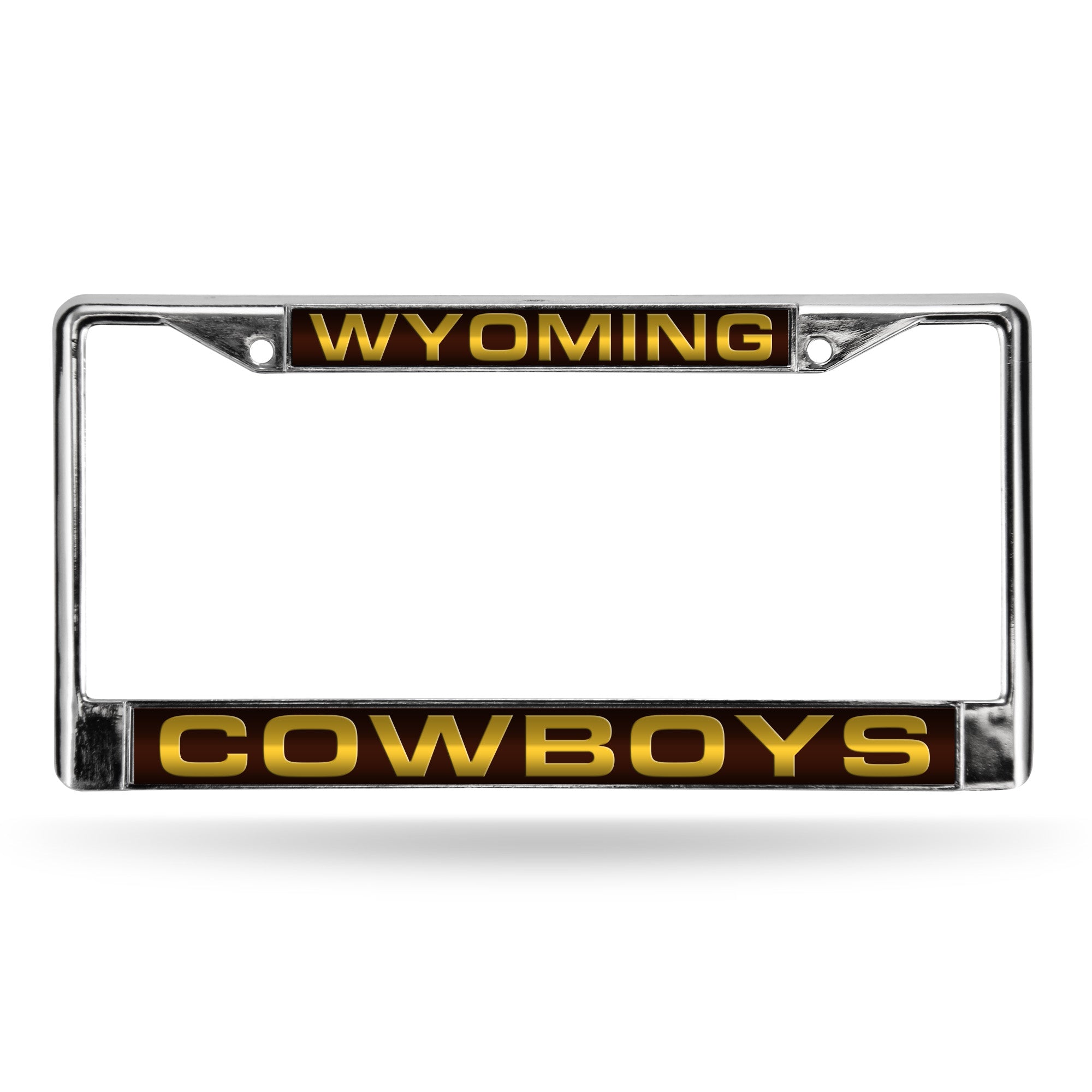 NCAA  Wyoming Cowboys Brown 12" x 6" Laser Cut Chrome Frame - Car/Truck/SUV Automobile Accessory