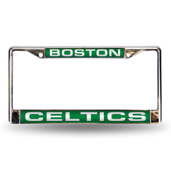 NBA Basketball Boston Celtics Green 12" x 6" Laser Cut Chrome Frame - Car/Truck/SUV Automobile Accessory
