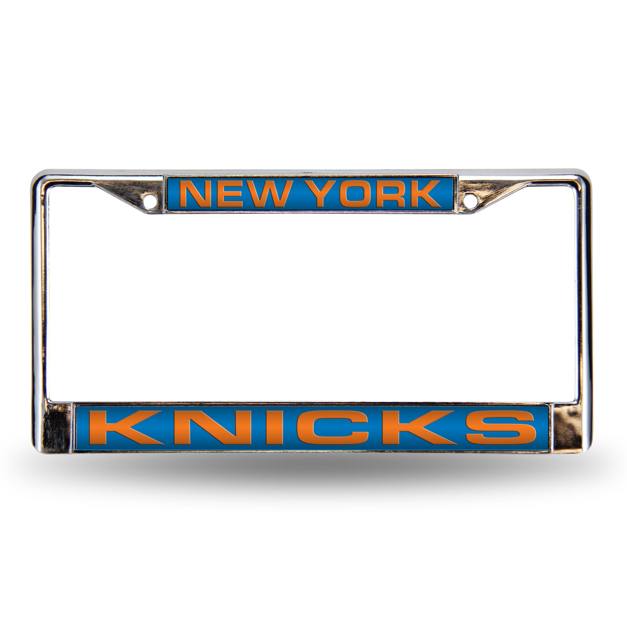 NBA Basketball New York Knicks Blue 12" x 6" Laser Cut Chrome Frame - Car/Truck/SUV Automobile Accessory