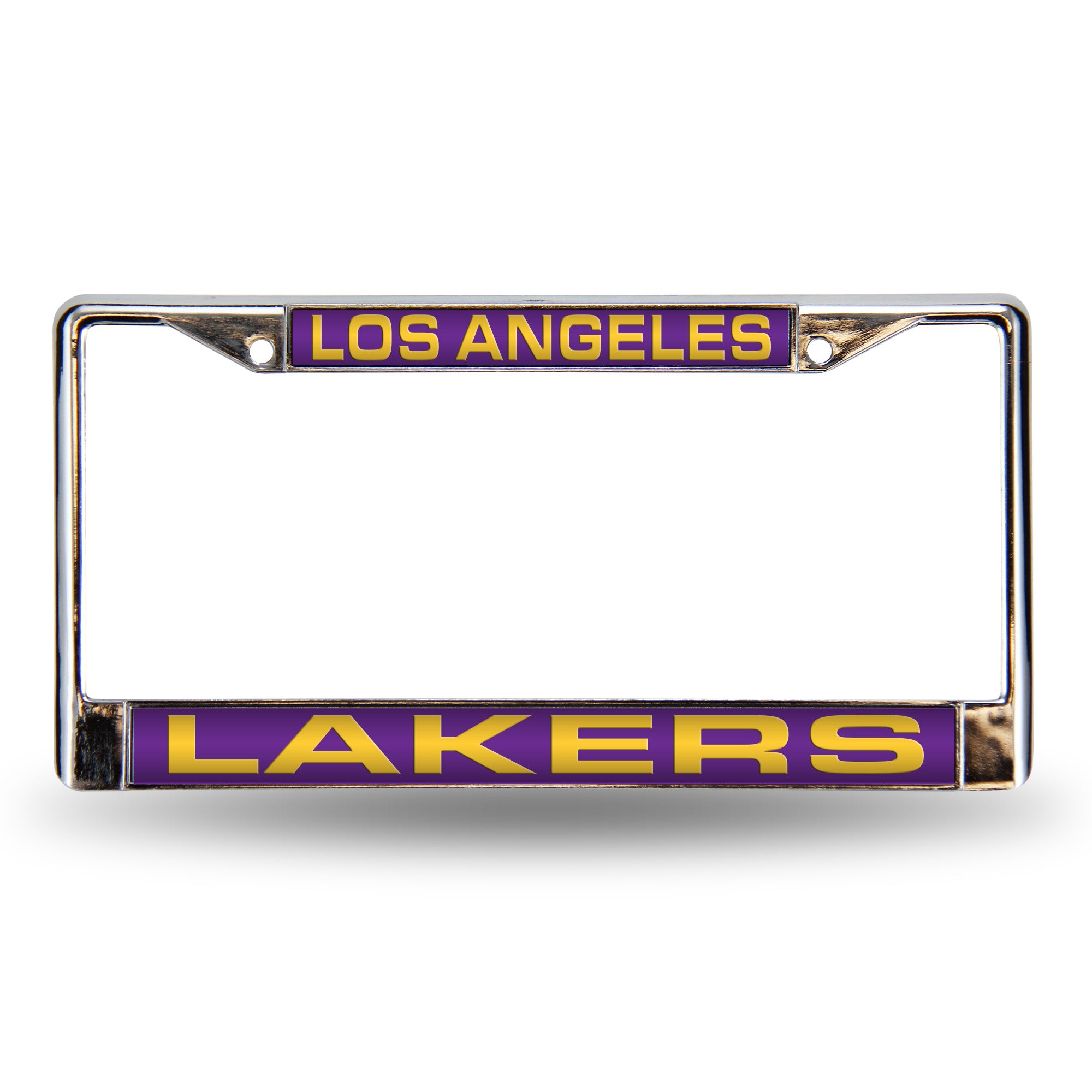 NBA Basketball Los Angeles Lakers Purple 12" x 6" Laser Cut Chrome Frame - Car/Truck/SUV Automobile Accessory