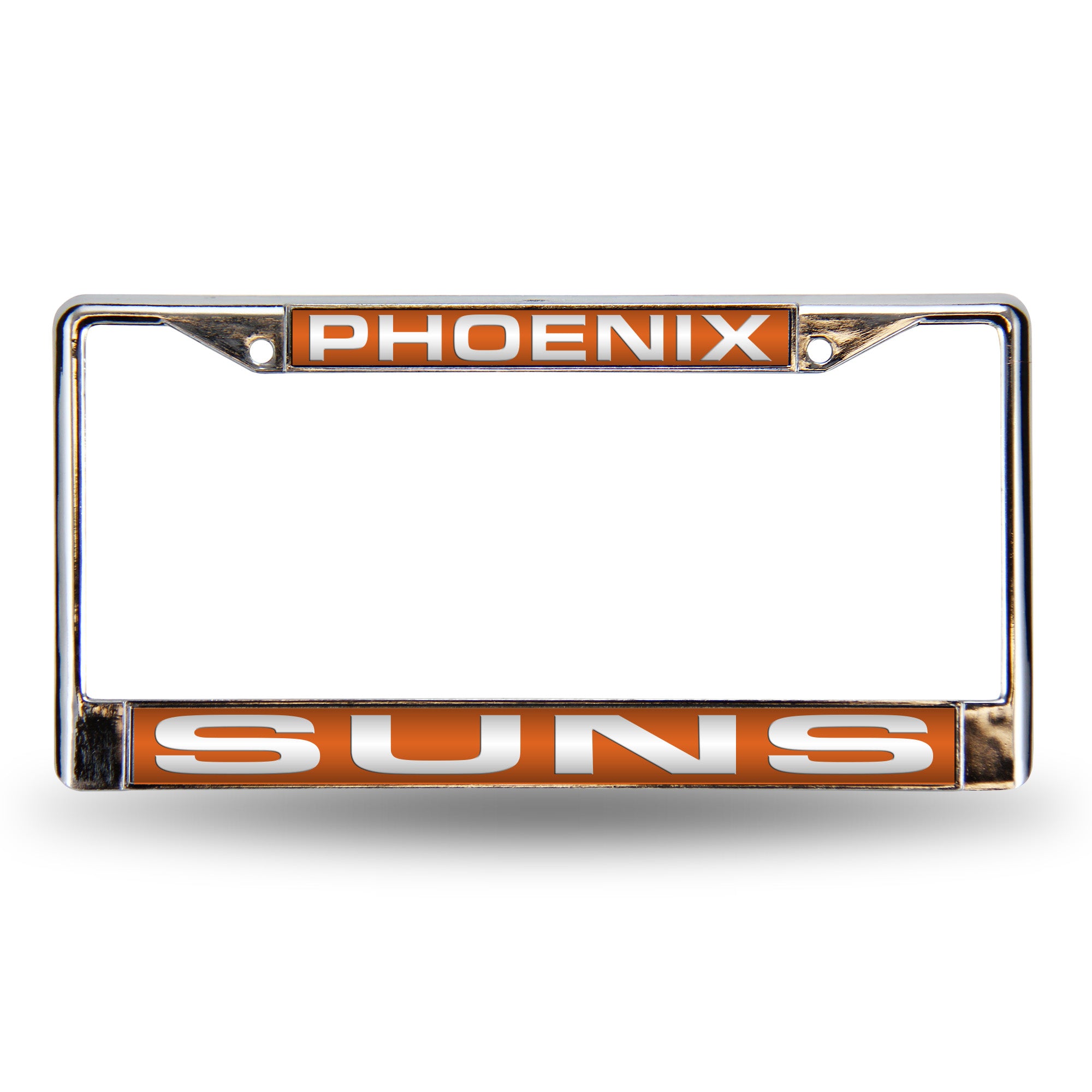 NBA Basketball Phoenix Suns Orange 12" x 6" Laser Cut Chrome Frame - Car/Truck/SUV Automobile Accessory