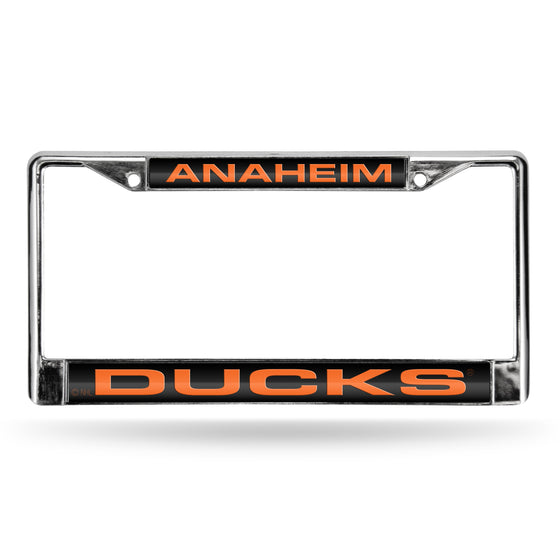 NHL Hockey Anaheim Ducks Standard 12" x 6" Laser Cut Chrome Frame - Car/Truck/SUV Automobile Accessory