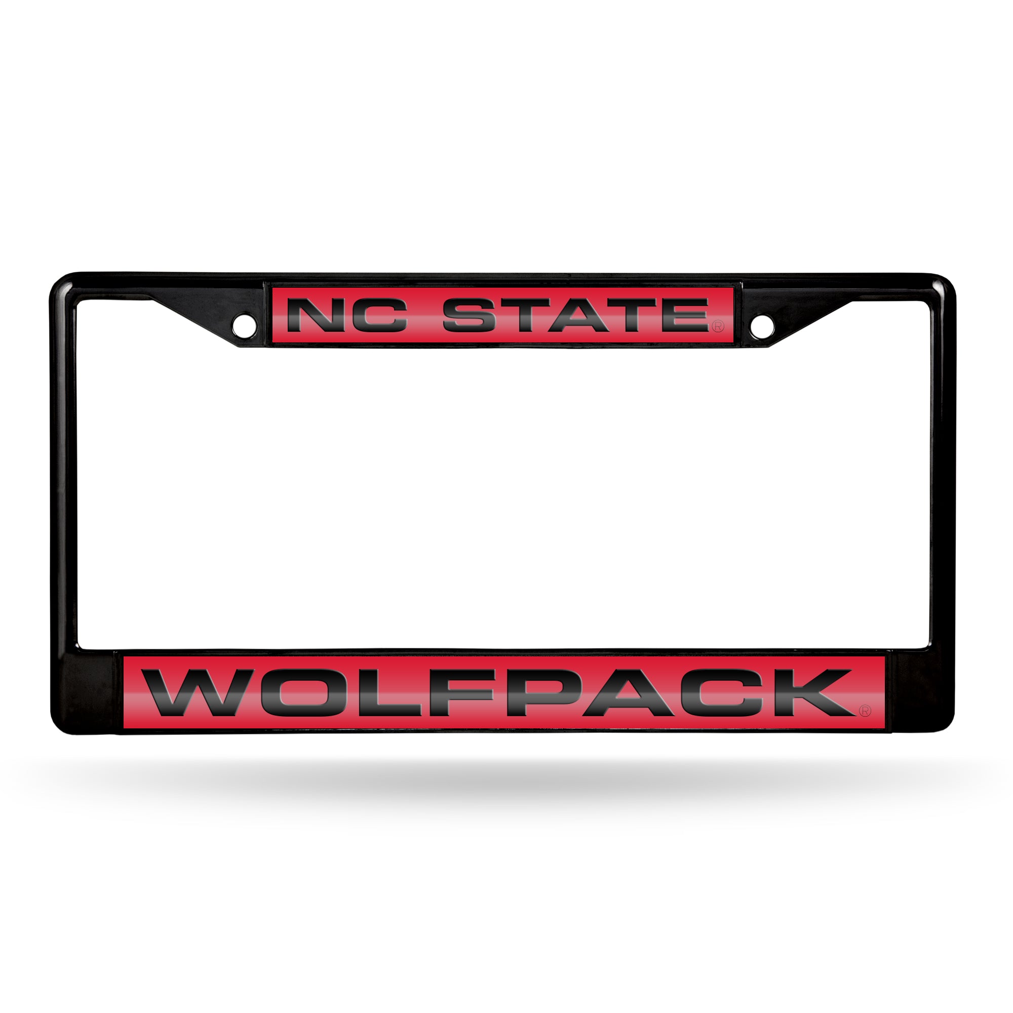 NCAA  North Carolina State Wolfpack Black 12" x 6" Black Laser Cut Chrome Frame - Car/Truck/SUV Automobile Accessory