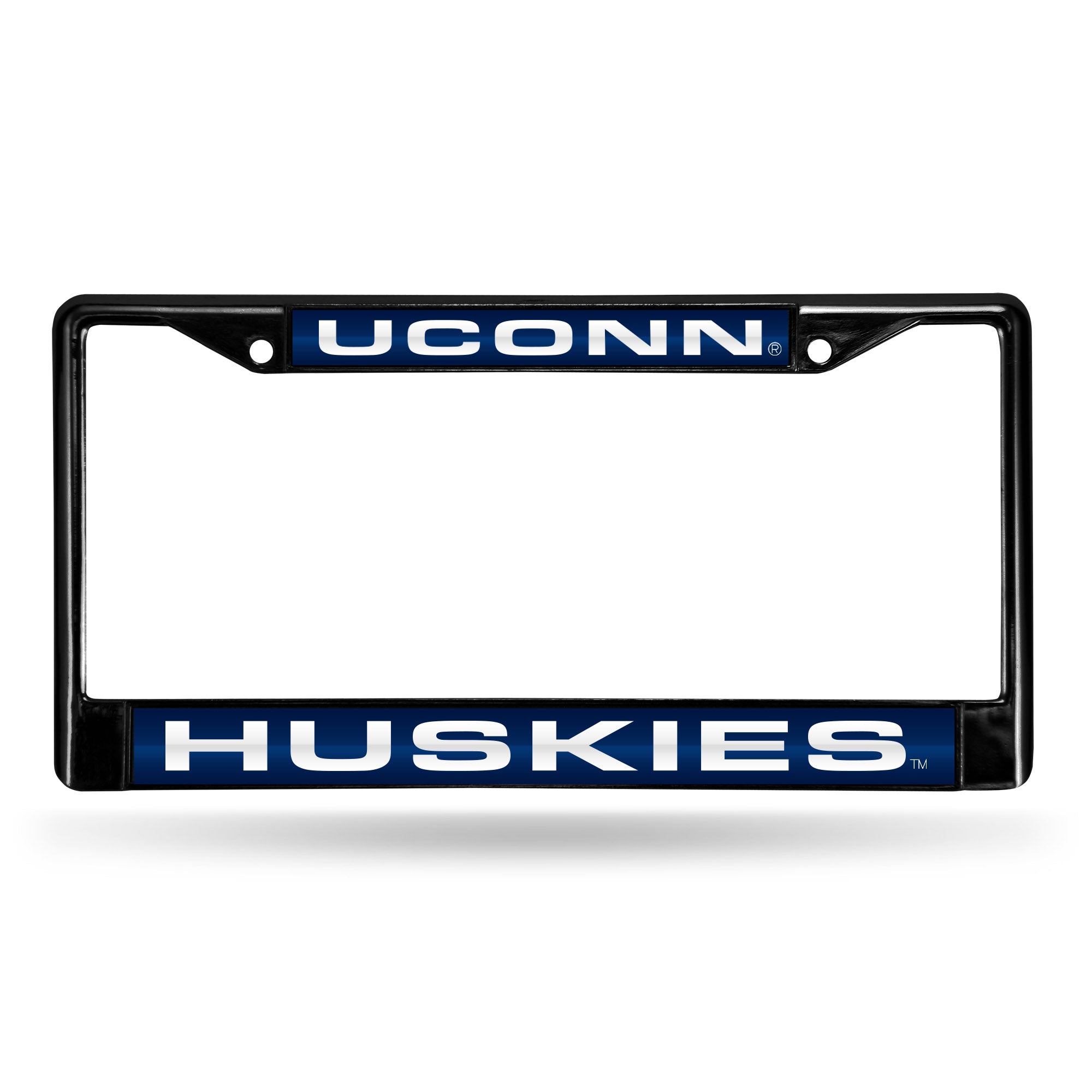 NCAA  Connecticut Huskies UCONN Black 12" x 6" Black Laser Cut Chrome Frame - Car/Truck/SUV Automobile Accessory