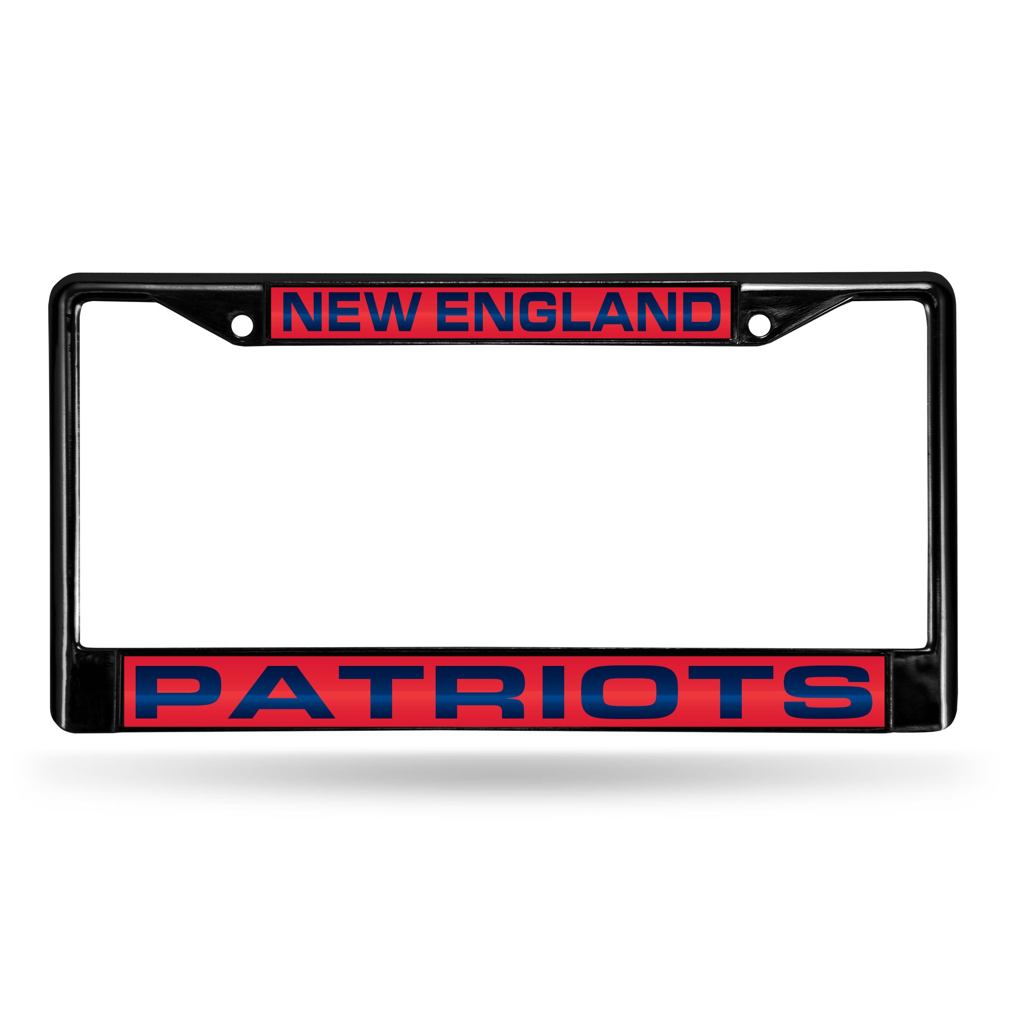 NFL Football New England Patriots Black 12" x 6" Black Laser Cut Chrome Frame - Car/Truck/SUV Automobile Accessory