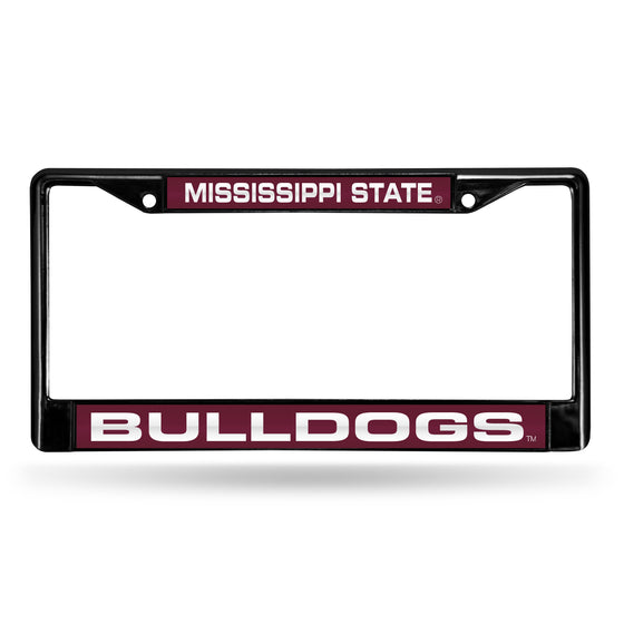 NCAA  Mississippi State Bulldogs Black 12" x 6" Black Laser Cut Chrome Frame - Car/Truck/SUV Automobile Accessory