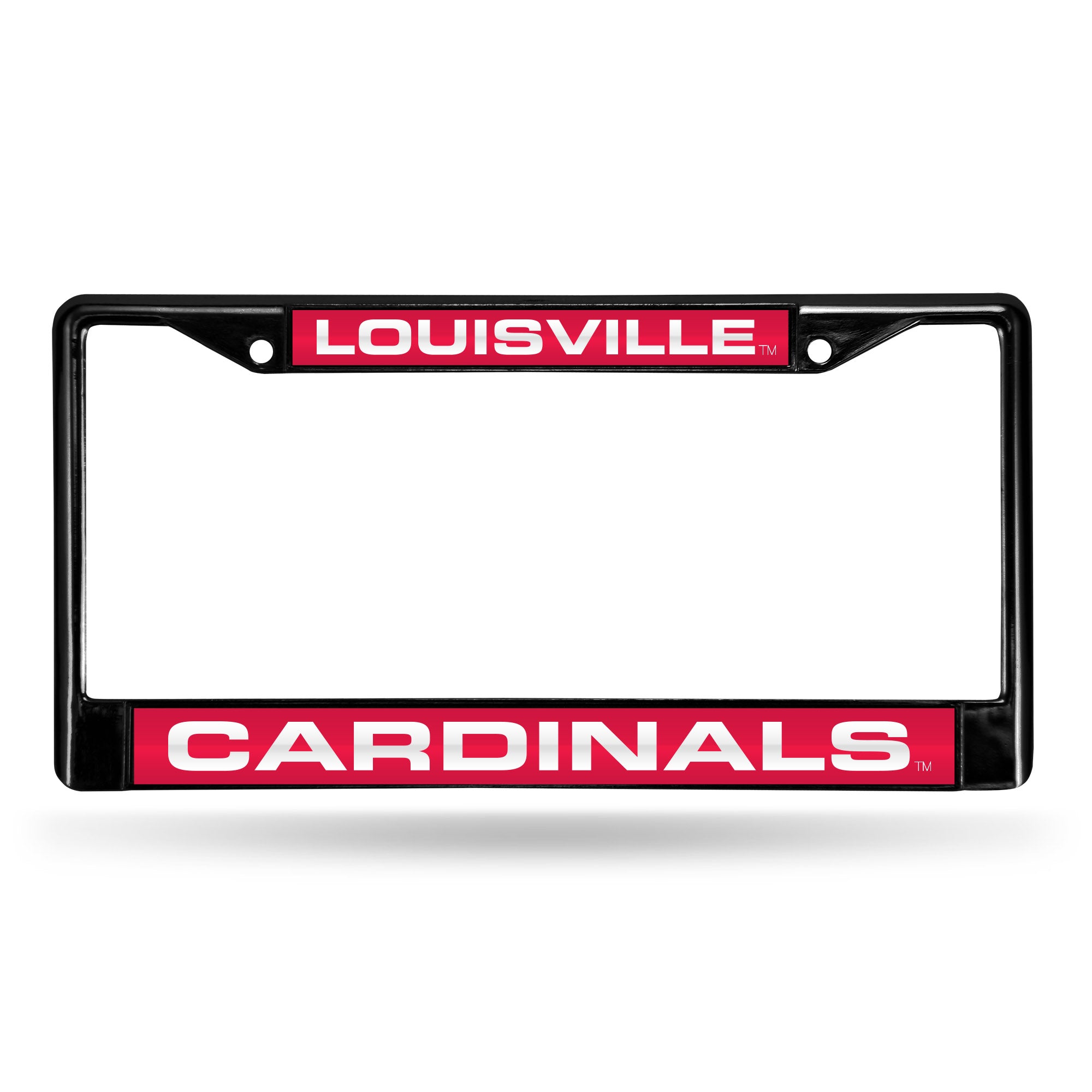 NCAA  Louisville Cardinals Black 12" x 6" Black Laser Cut Chrome Frame - Car/Truck/SUV Automobile Accessory