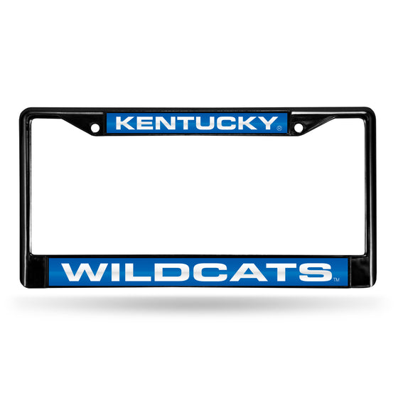 NCAA  Kentucky Wildcats Black 12" x 6" Black Laser Cut Chrome Frame - Car/Truck/SUV Automobile Accessory