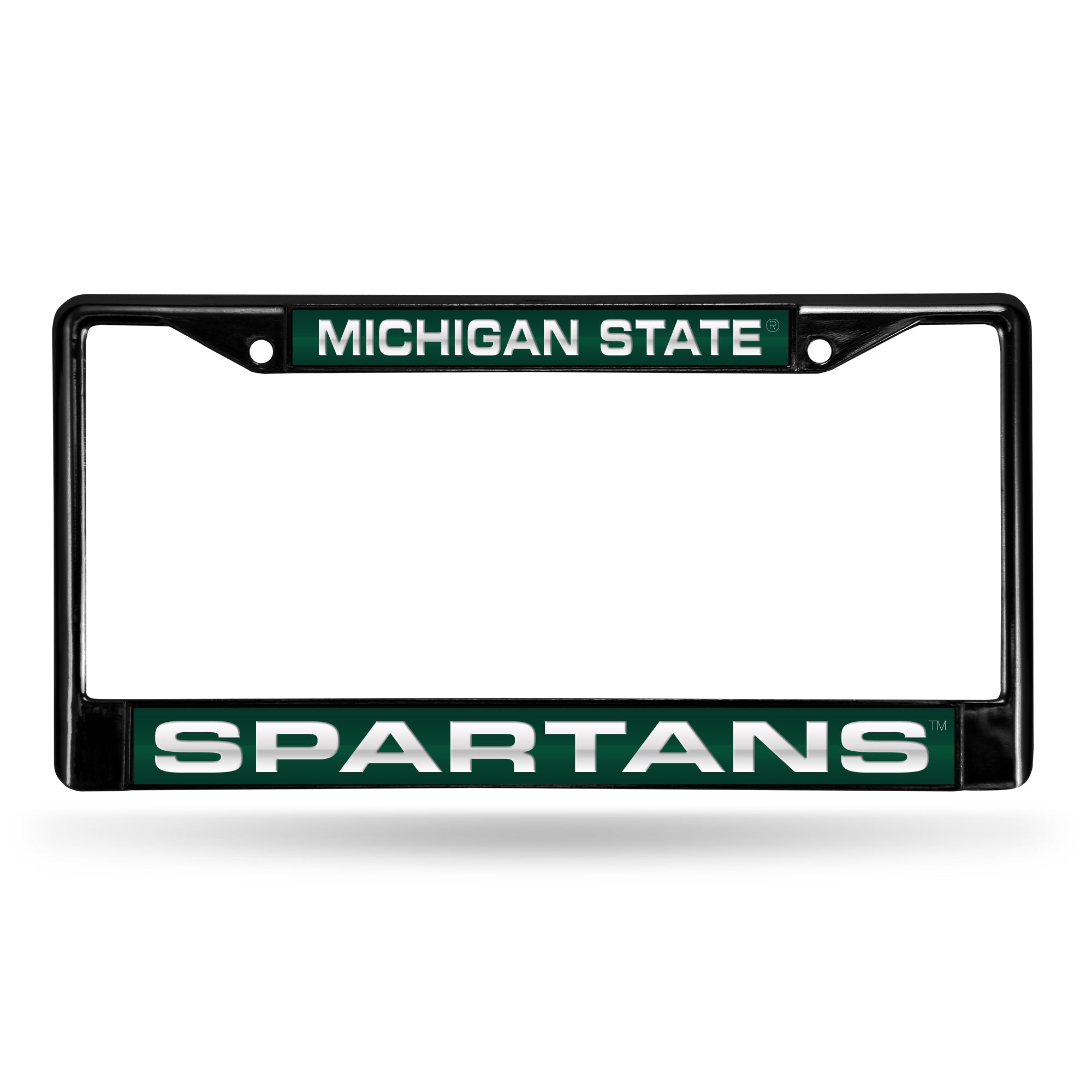 NCAA  Michigan State Spartans Black 12" x 6" Black Laser Cut Chrome Frame - Car/Truck/SUV Automobile Accessory