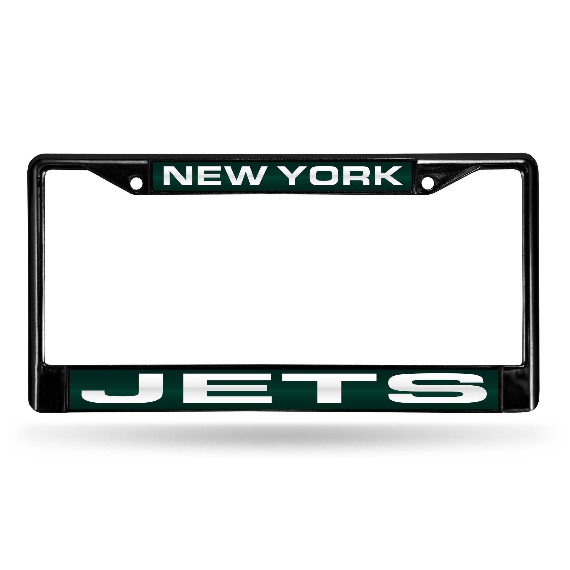 NFL Football New York Jets Black 12" x 6" Black Laser Cut Chrome Frame - Car/Truck/SUV Automobile Accessory