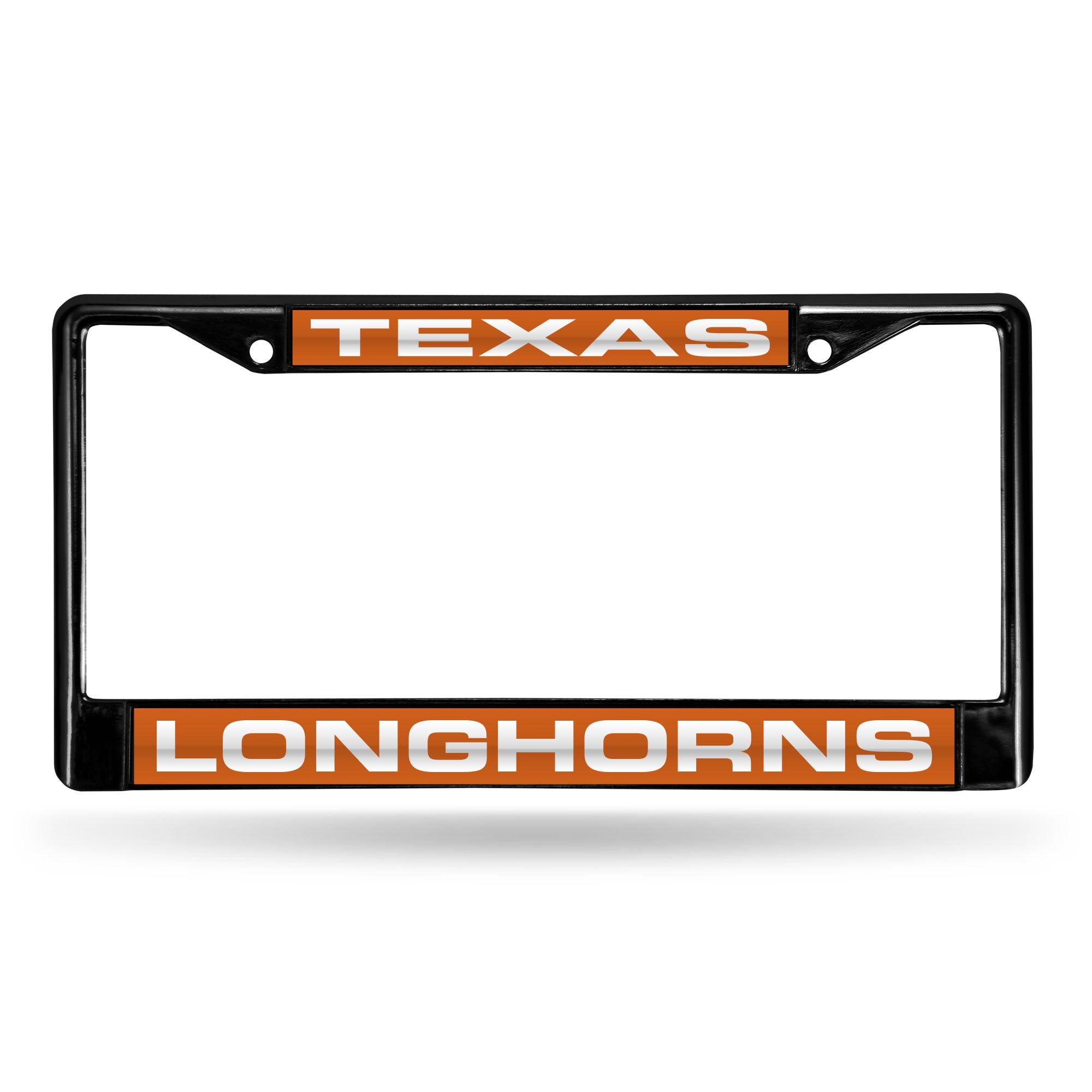 NCAA  Texas Longhorns Black 12" x 6" Black Laser Cut Chrome Frame - Car/Truck/SUV Automobile Accessory