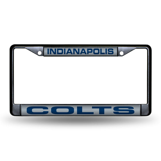NFL Football Indianapolis Colts Black 12" x 6" Black Laser Cut Chrome Frame - Car/Truck/SUV Automobile Accessory