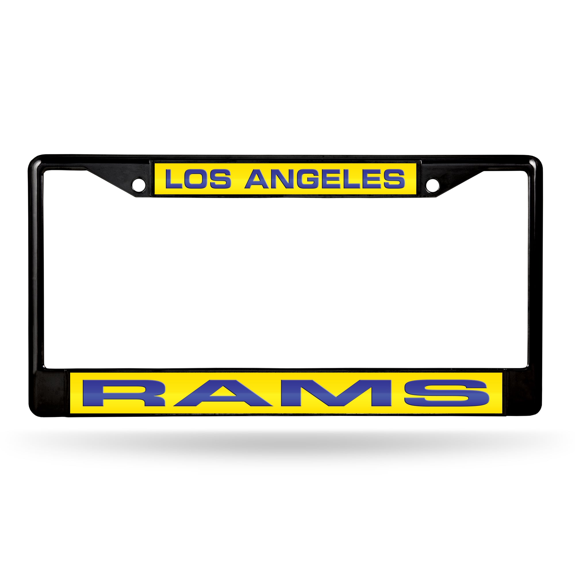 NFL Football Los Angeles Rams Black 12" x 6" Black Laser Cut Chrome Frame - Car/Truck/SUV Automobile Accessory