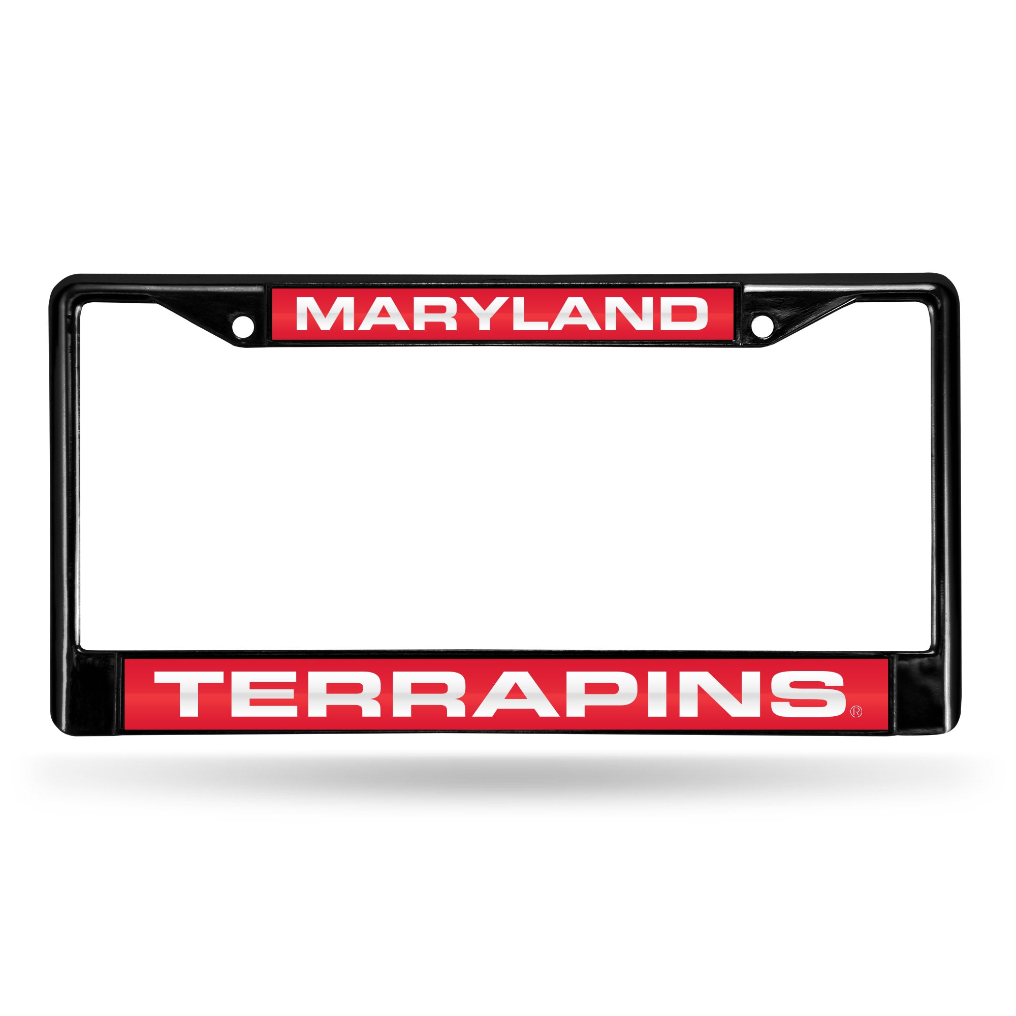 NCAA  Maryland Terrapins Black 12" x 6" Black Laser Cut Chrome Frame - Car/Truck/SUV Automobile Accessory