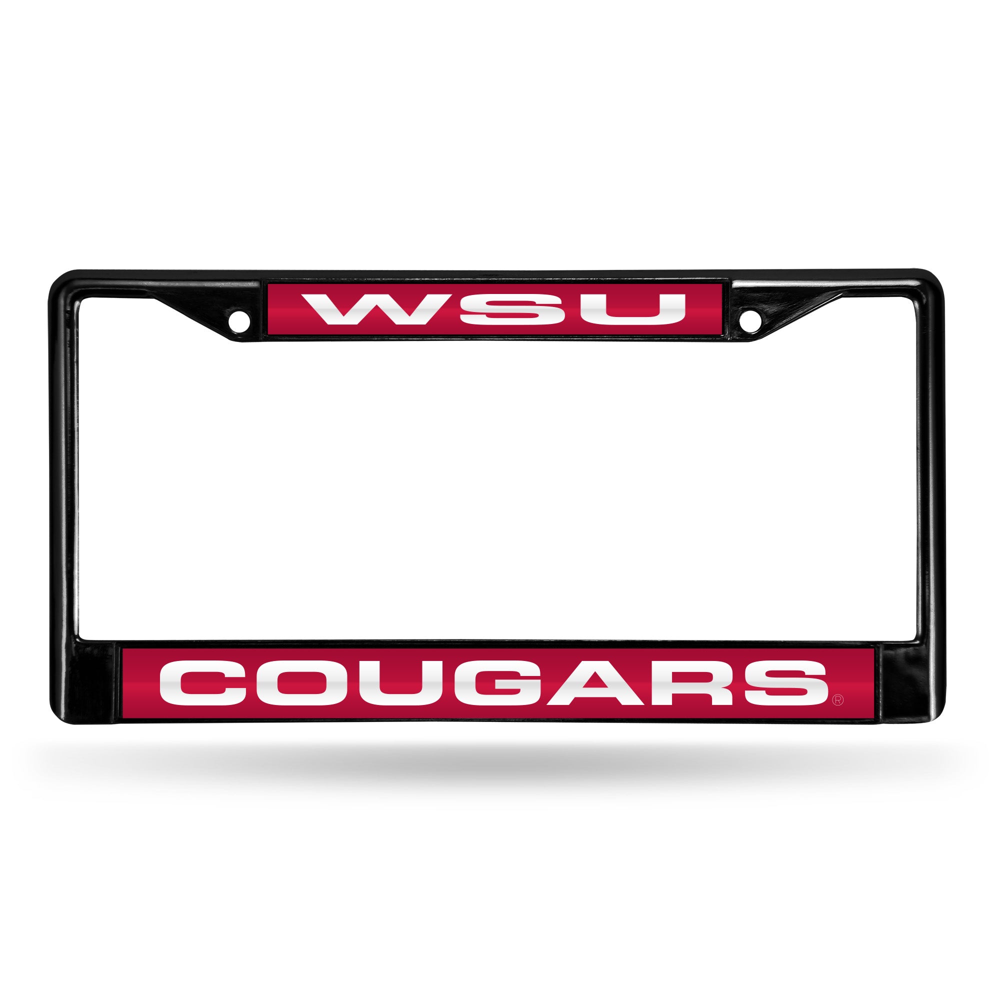 NCAA  Washington State Cougars Black 12" x 6" Black Laser Cut Chrome Frame - Car/Truck/SUV Automobile Accessory