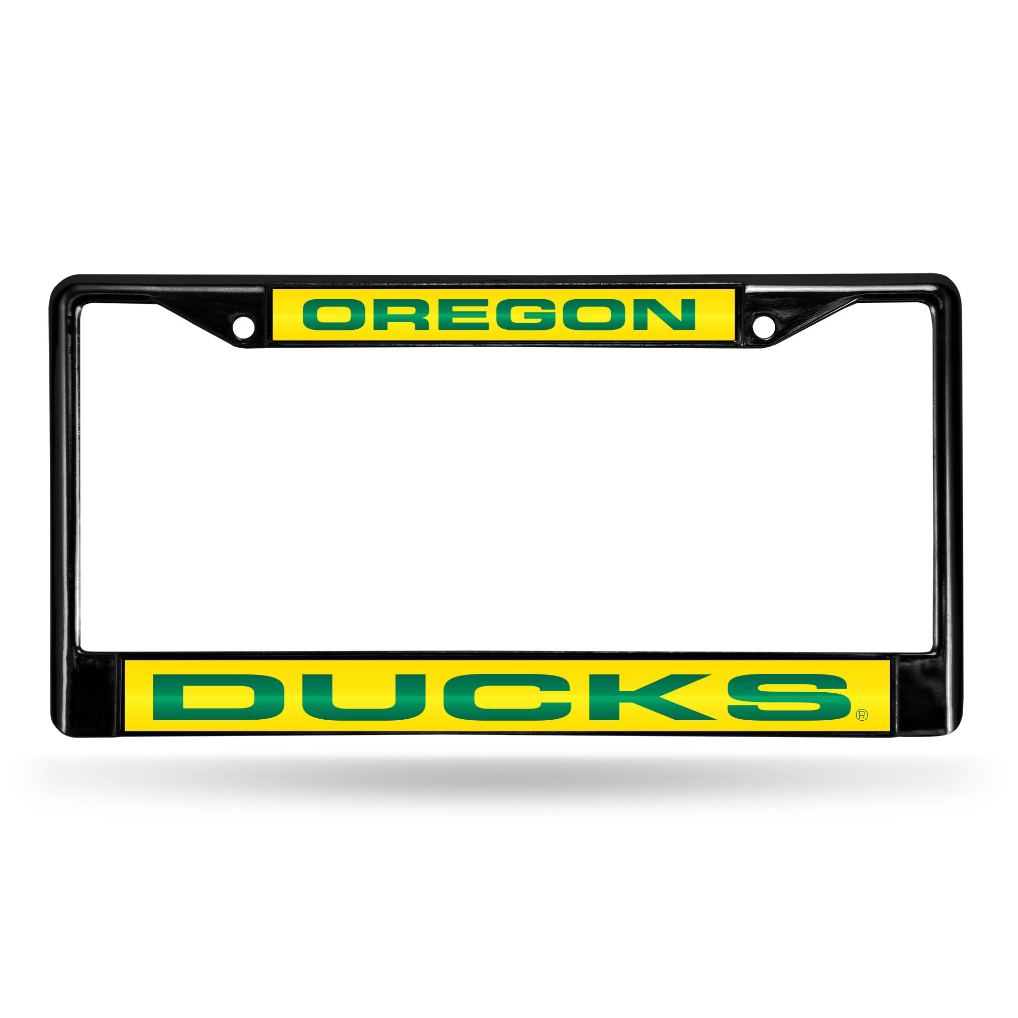NCAA  Oregon Ducks Black 12" x 6" Black Laser Cut Chrome Frame - Car/Truck/SUV Automobile Accessory