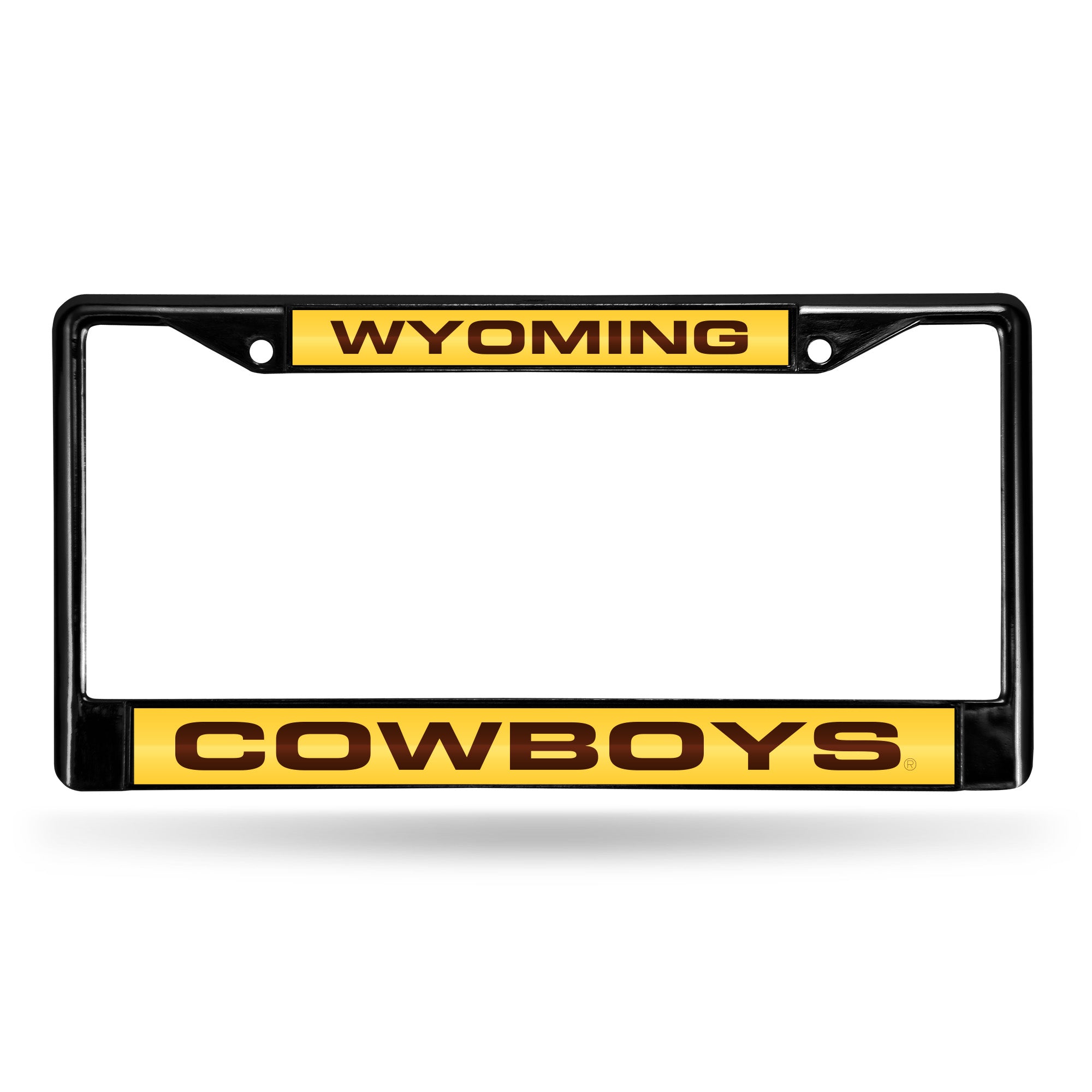 NCAA  Wyoming Cowboys Black 12" x 6" Black Laser Cut Chrome Frame - Car/Truck/SUV Automobile Accessory