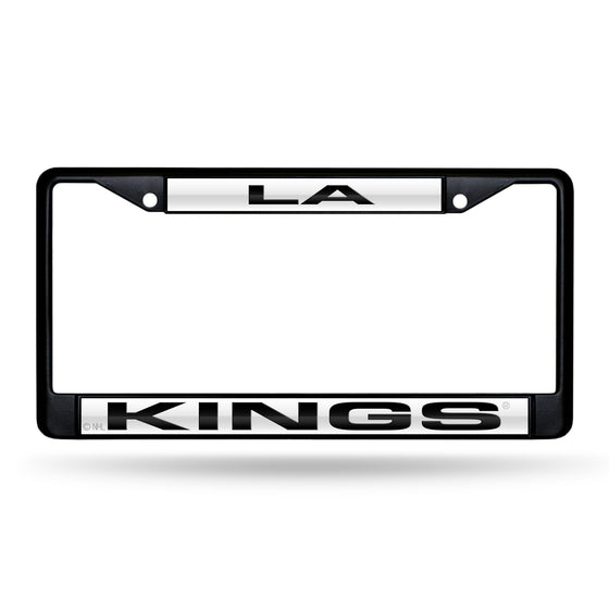 NHL Hockey Los Angeles Kings Black 12" x 6" Black Laser Cut Chrome Frame - Car/Truck/SUV Automobile Accessory