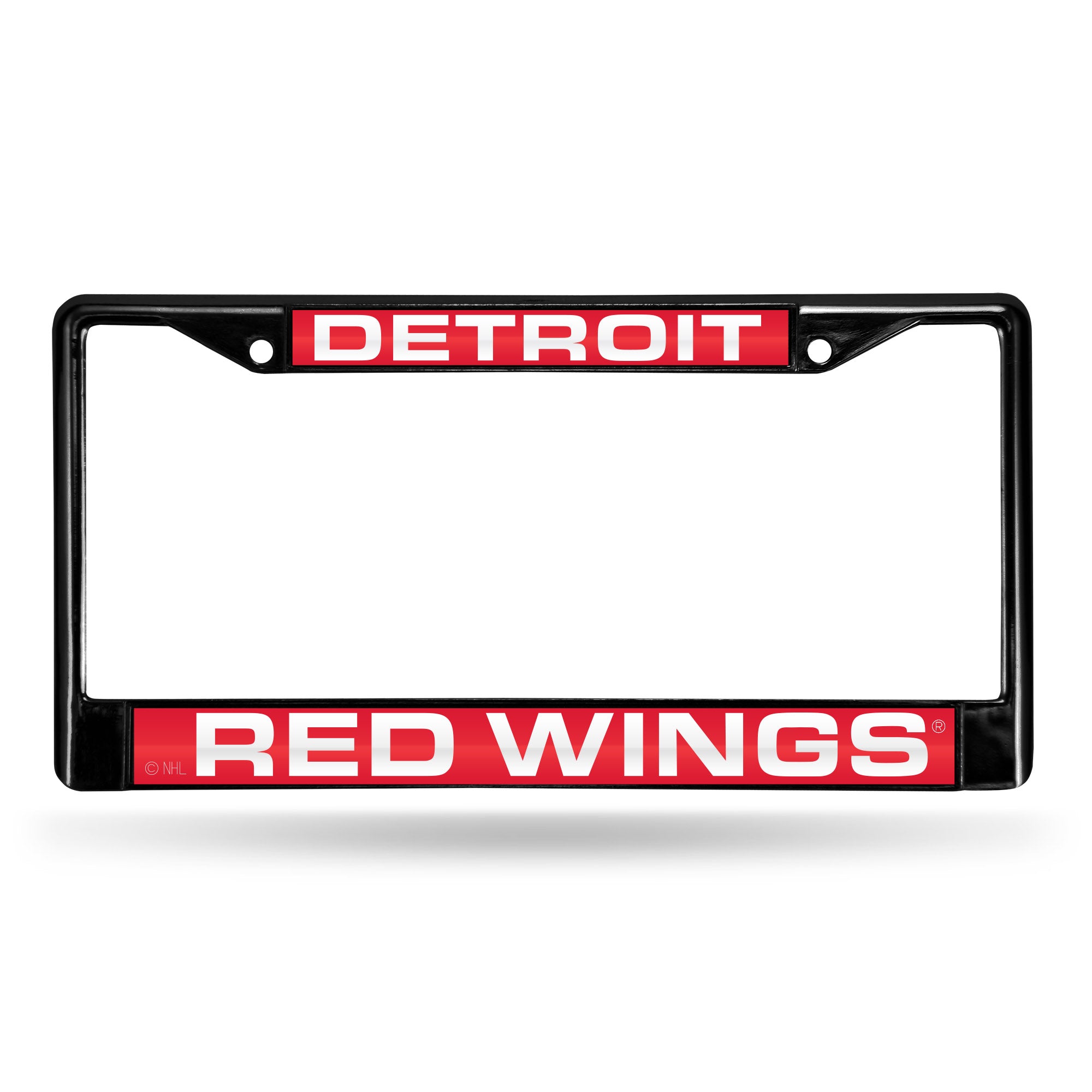 NHL Hockey Detroit Red Wings Black 12" x 6" Black Laser Cut Chrome Frame - Car/Truck/SUV Automobile Accessory