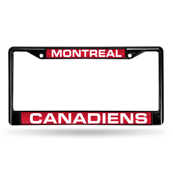 NHL Hockey Montreal Canadiens Black 12" x 6" Black Laser Cut Chrome Frame - Car/Truck/SUV Automobile Accessory