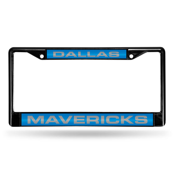 NBA Basketball Dallas Mavericks Black 12" x 6" Black Laser Cut Chrome Frame - Car/Truck/SUV Automobile Accessory
