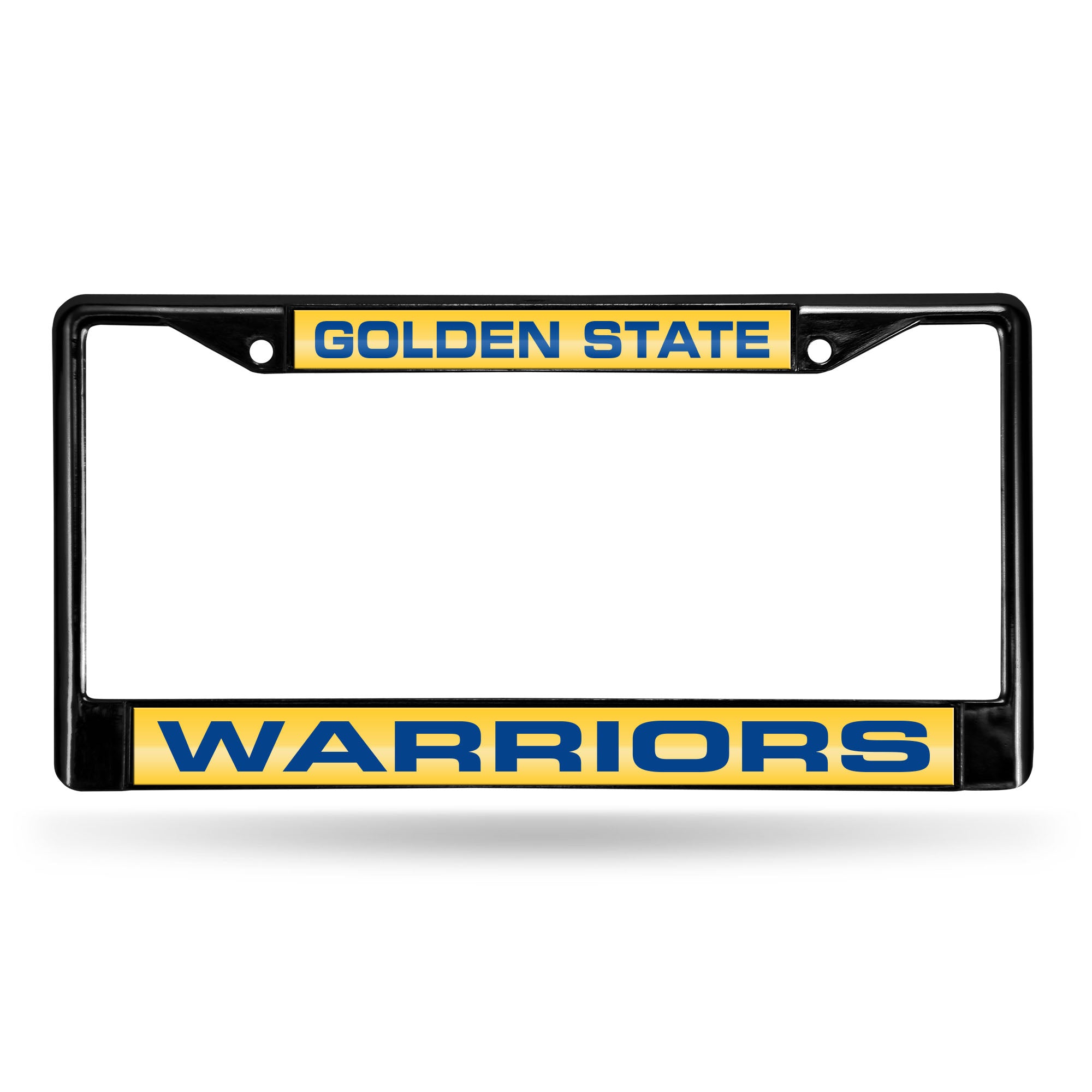 NBA Basketball Golden State Warriors Black 12" x 6" Black Laser Cut Chrome Frame - Car/Truck/SUV Automobile Accessory