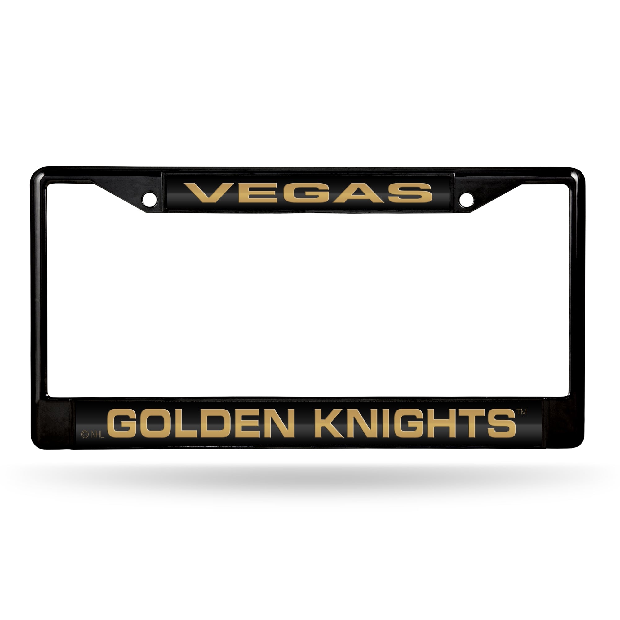 NHL Hockey Vegas Golden Knights Black 12" x 6" Black Laser Cut Chrome Frame - Car/Truck/SUV Automobile Accessory