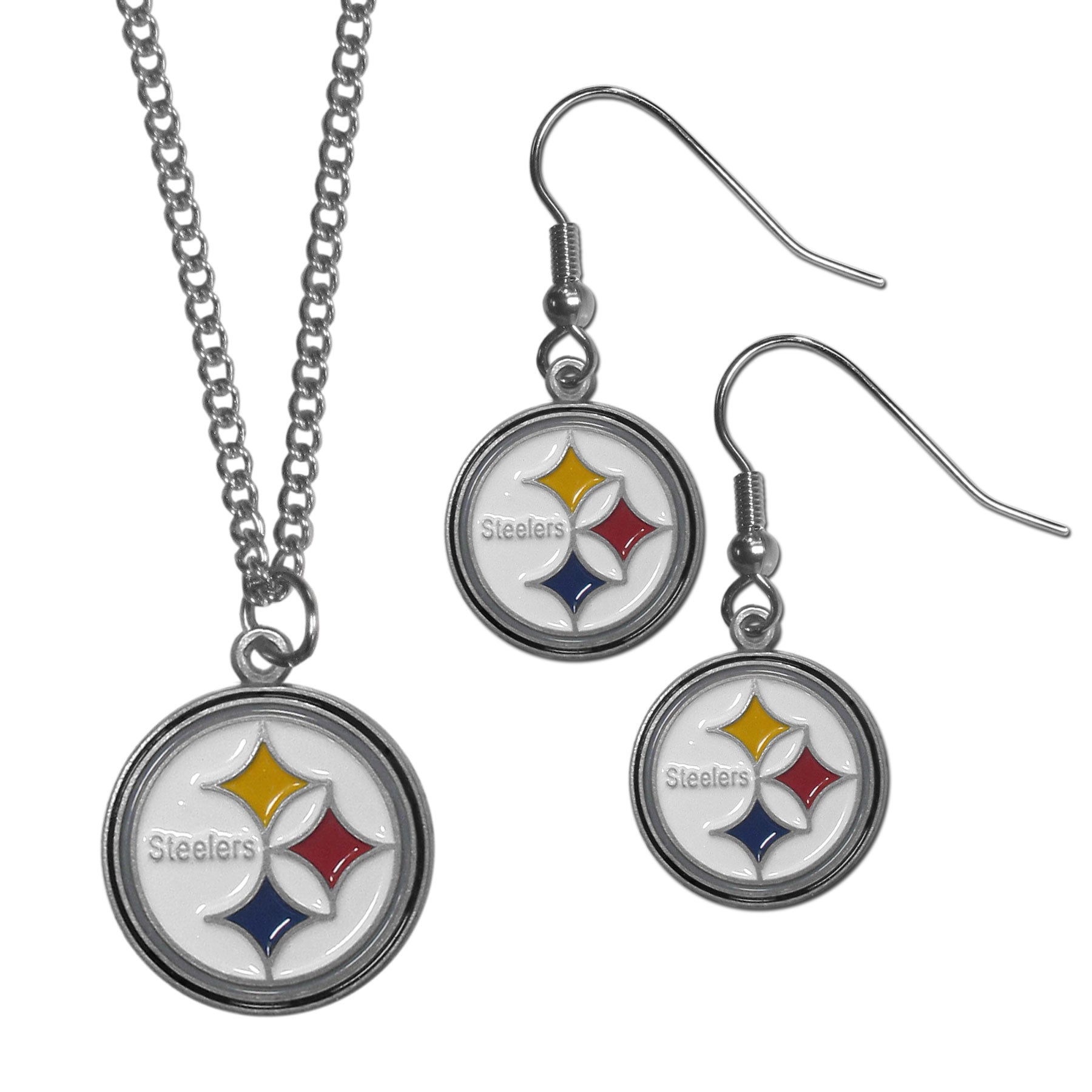 Pittsburgh Steelers Dangle Earrings and Chain Necklace Set