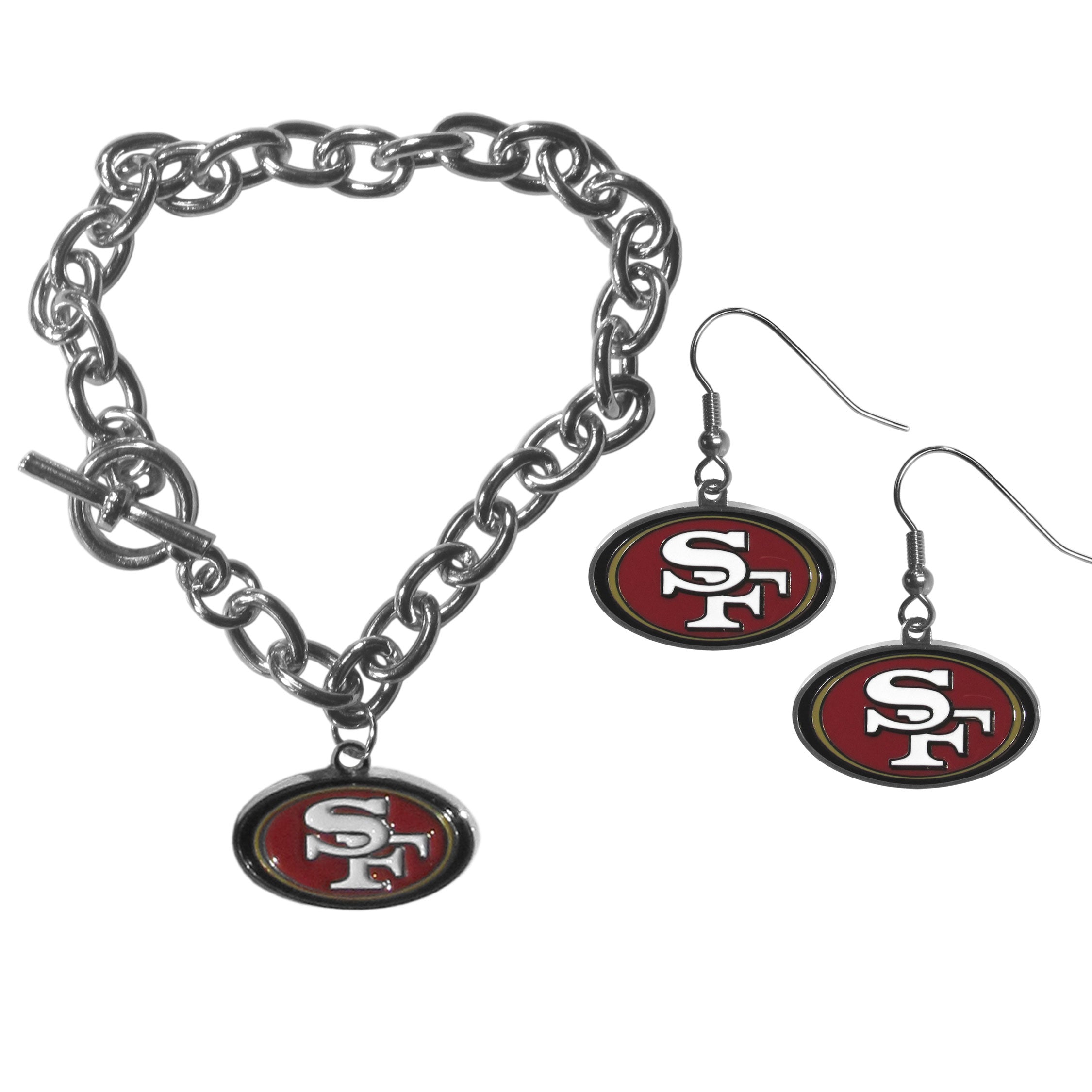 San Francisco 49ers Chain Bracelet and Dangle Earring Set